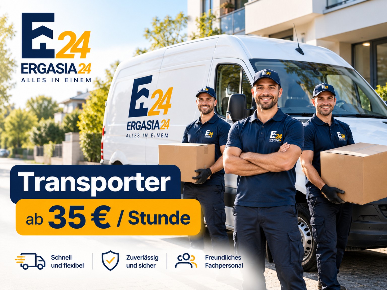 Ergasia24 Transporter mit Fahrer für Möbeltransport in Dortmund, ab 35 Euro pro Stunde